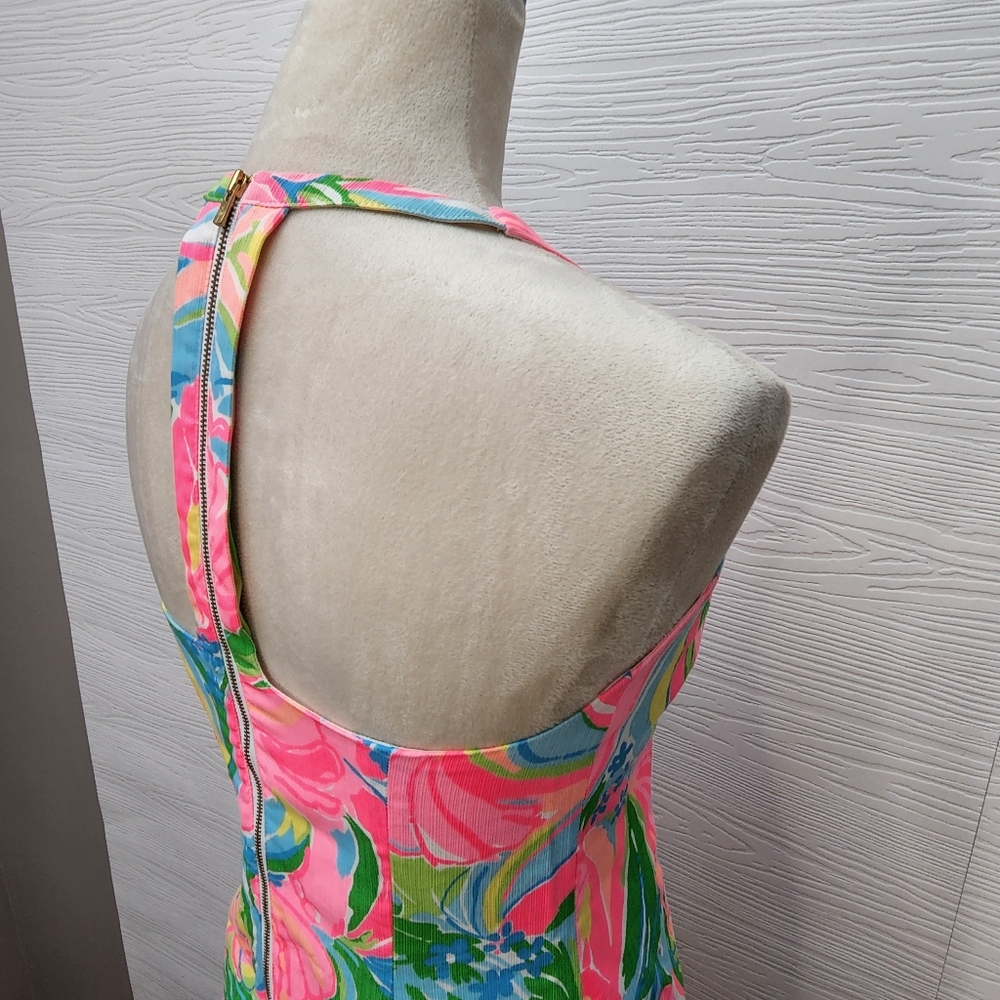 Lilly Pulitzer Cotton Back Zip Shift Dress Size 0 Strapless Racerback - Picture 6 of 12